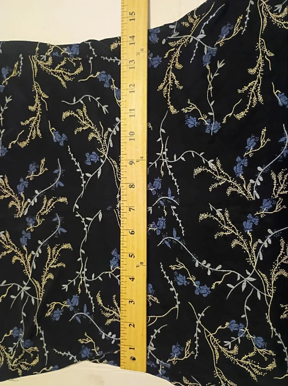 VTG Ronni Nicole Midi Dress Black with White & Light Blue Floral Print Sz 8